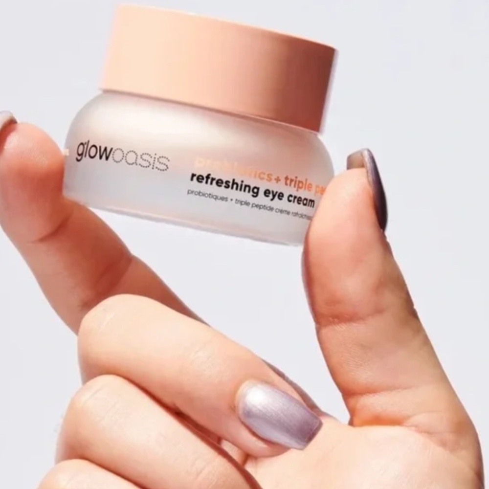 NEW eye cream glow oasis refreshing 0.67 oz probiotic triple peptide vegan